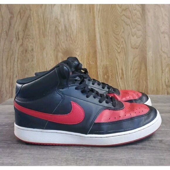 Nike Other - Nike Court Vision Mid Sneaker Shoes Black Red Mens Size 10.5